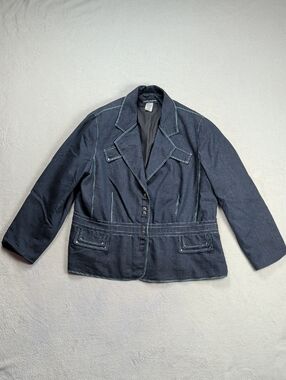 Vintage 80s/90s Lucien Daunois Denim Blazer | Made in Canada Size 50/XL
